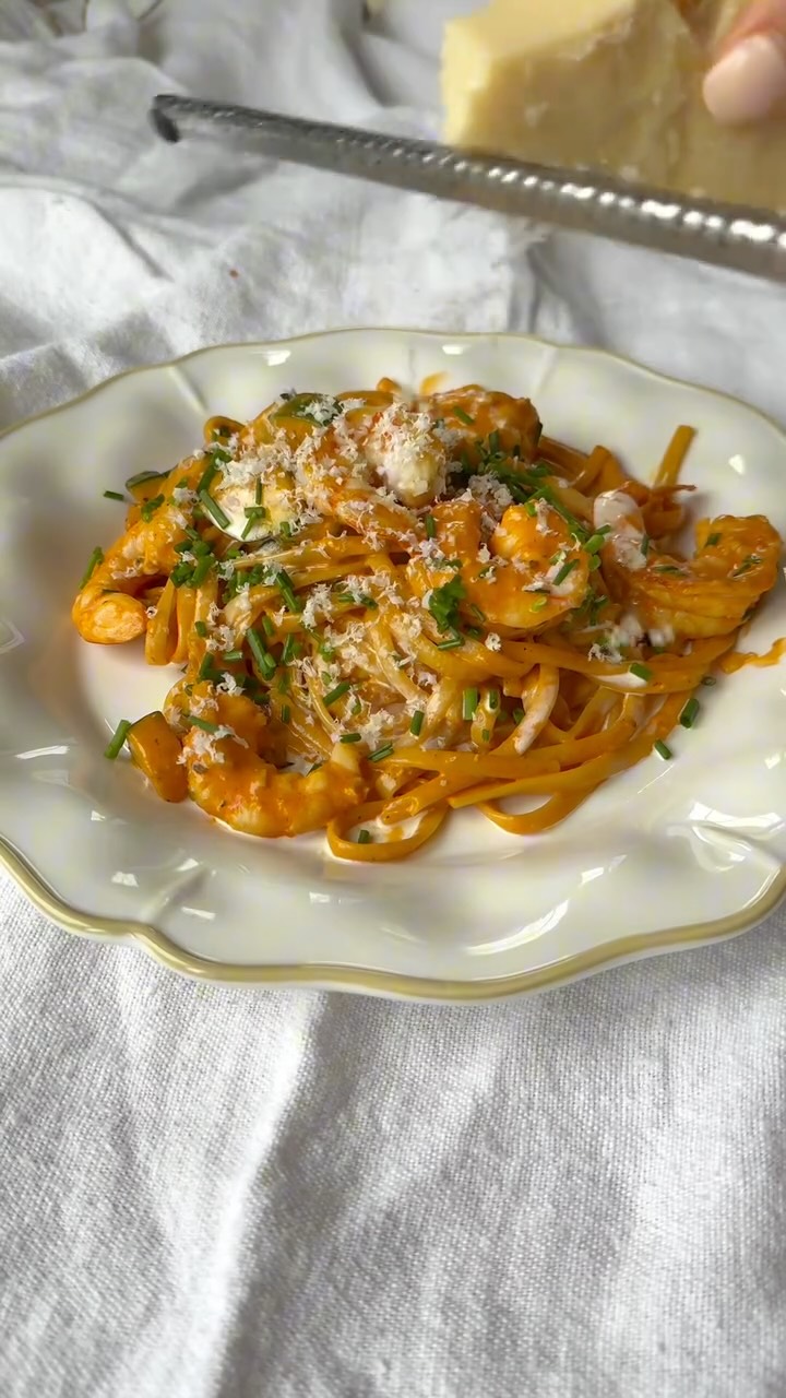 Pâtes aux crevettes & courgettes